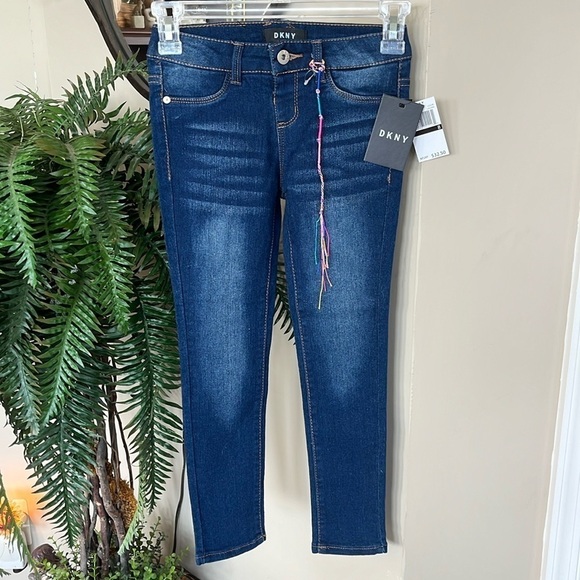 Brand New DKNY Girls Skinny Jeans Laguna Blue Ankle Length Stretch - Picture 1 of 16